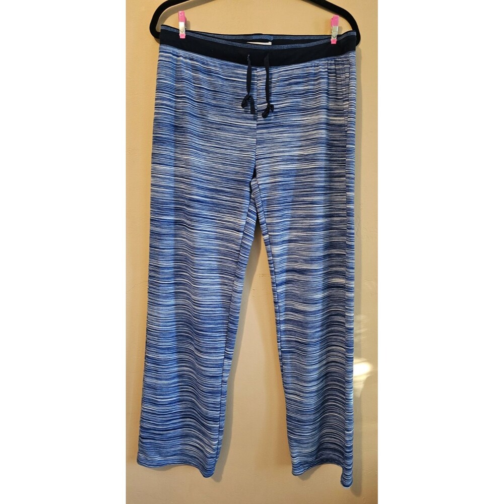 Karen Neuburger pajama pants drawstring Women's L, blue striped